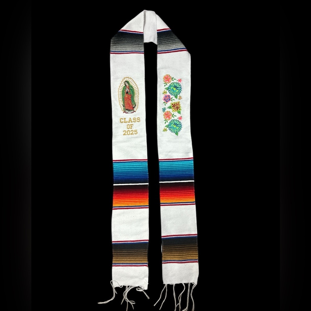 Guadalupe & Flowers Mexican Embroidered Sash Stole